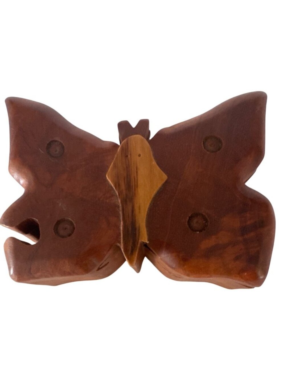 Butterfly-Shaped Wooden Puzzle Trinket Box With Felt-Lined Interior For Storage